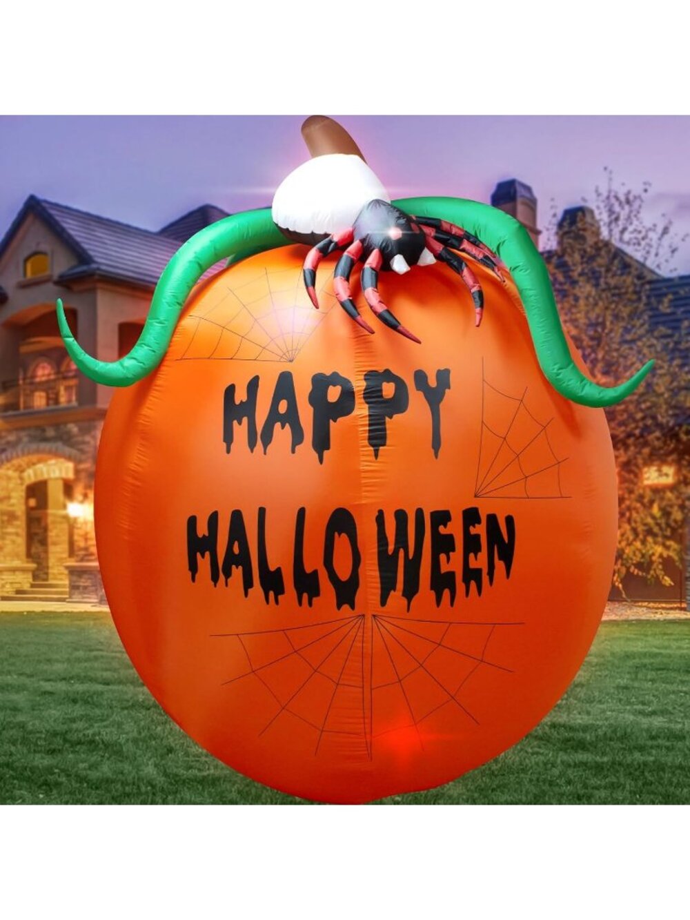 🎃6ft Halloween Spider Inflatable Giant Pumpkin Perfect For Yard Outdoor Decor